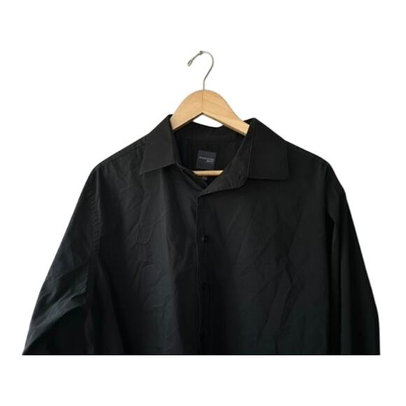 Madison Slim Fit Black Button Down Long Sleeve Shirt Men's Size XL 17-17.5 34/35 - Picture 2 of 5